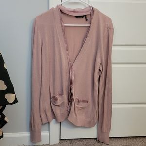 Daisy Fuentes V-Neck Cardigan Pink Size L